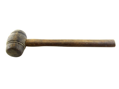 Old rusted hammer isolated on white background.Equipment technician.