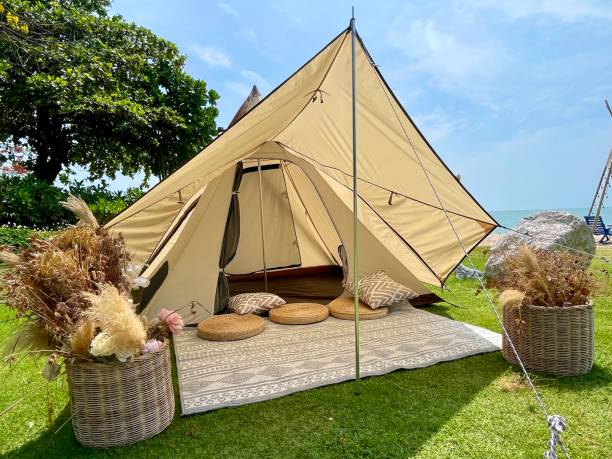 istock Camping with a tent on the beach, 1486750060