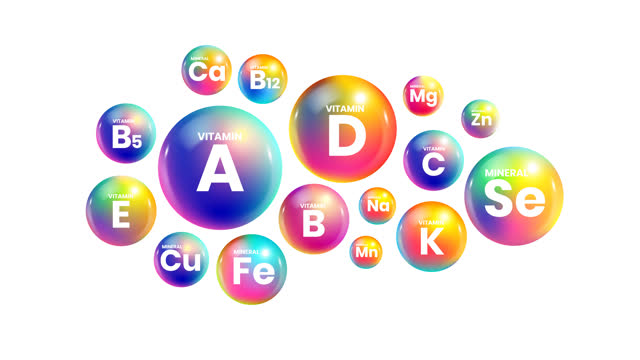 Vitamins sign for health on bubble animation