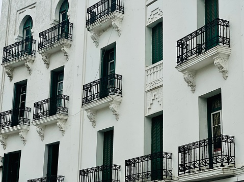 A white building with windows, Morocco Tetuan