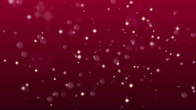 Floating star and bokeh particles on red