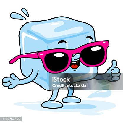 istock Ice cube character. Vector illustration. 1486753499