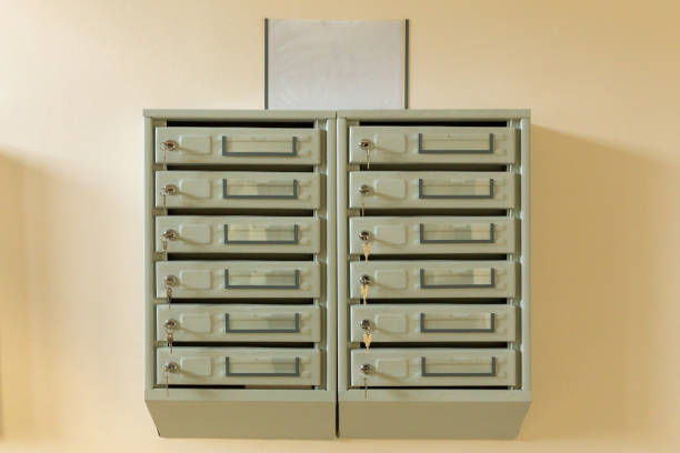 Steel Mailboxes in an apartment residential building.