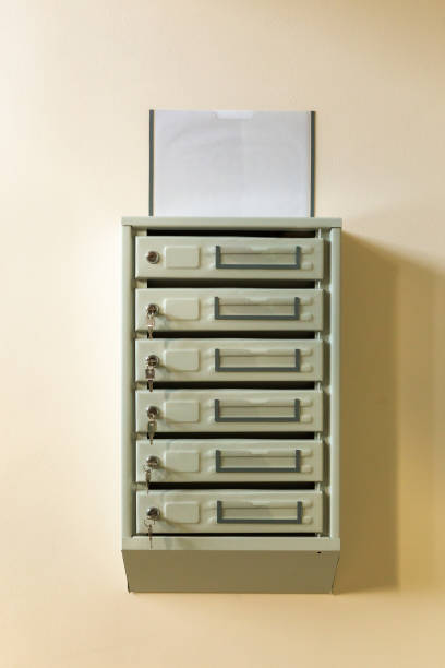 istock Steel Mailboxes in an apartment residential building. 1486754640