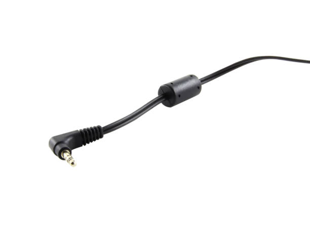 istock Black wire cable of usb and adapter isolated on white background with clipping path.Electronic Connector.Selection focus. 1486755464