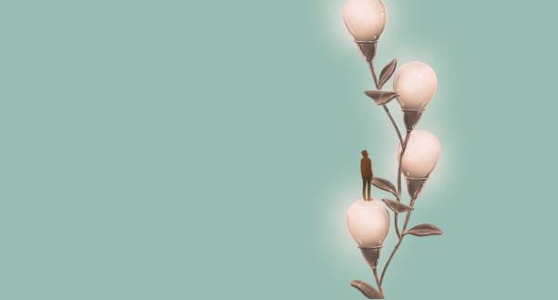 Untitled Artwork Concept idea of light bulb creative imagination and thinking, surreal conceptual art, 3d illustration, painting artwork, graphic design surreal stock illustrations