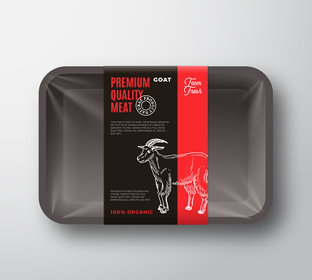 Goat Packaged Premium Quality Goat Meat Packaging Design Layout With Label Stripe ...