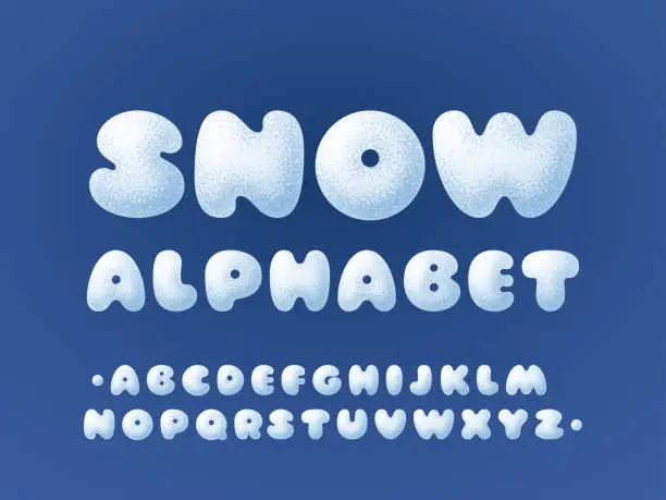 Vector illustration of Winter snowy alphabet for Christmas design. Vector font