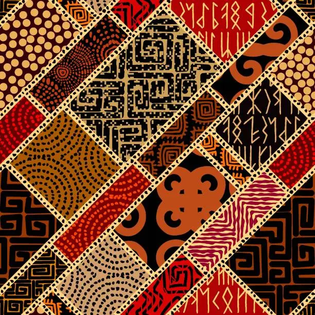 Vector illustration of Vector ethnic tribal pattern. Seamless art image.