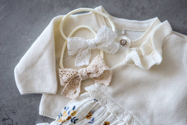 istock Flat lay composition with baby clothes and accessories , space for text 1486760204