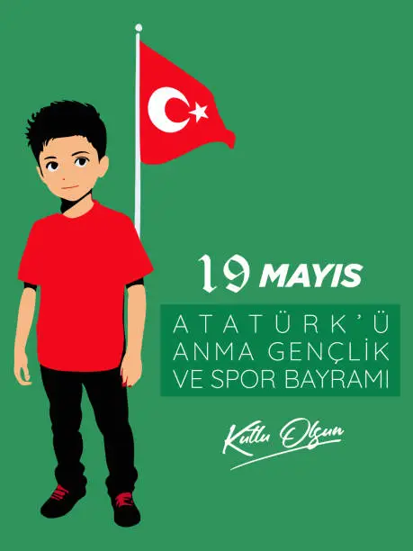 Vector illustration of 19 Mayis Ataturk'u Anma Genclik ve Spor Bayrami