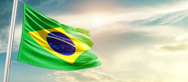 istock Brazil national waving flag. 1486766125