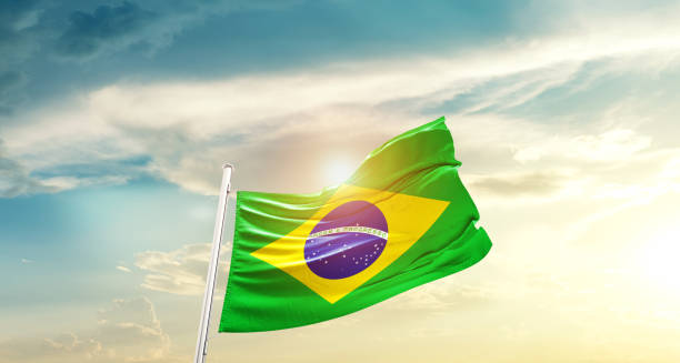 istock Brazil national waving flag. 1486766371