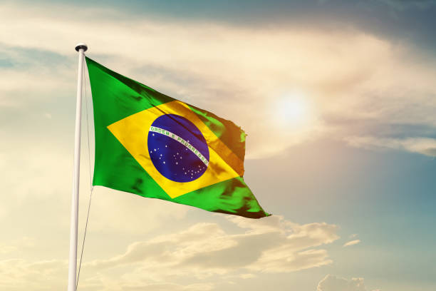istock Brazil national waving flag. 1486766372