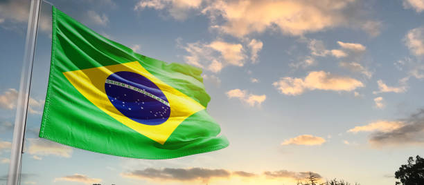 istock Brazil national waving flag. 1486766539