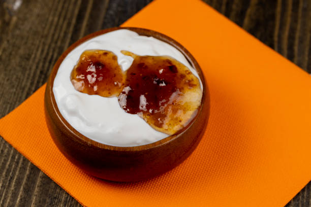 istock natural white milk yogurt with the addition of fig jam 1486767207