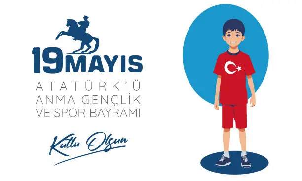 Vector illustration of 19 Mayıs Atatürk'ü Anma Gençlik ve Spor Bayramı