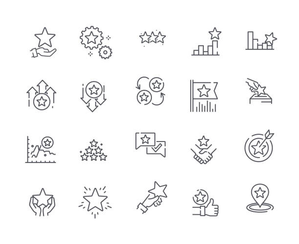 ilustrações de stock, clip art, desenhos animados e ícones de star rating icons outline set - report card flash