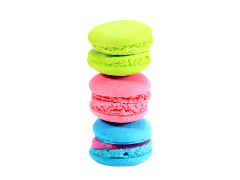 Colorful Macaron isolated on white background with clipping path.