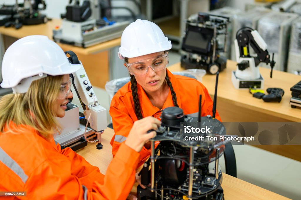 Technication Engineer Technician Checking And Operating In Training Program Stock ...