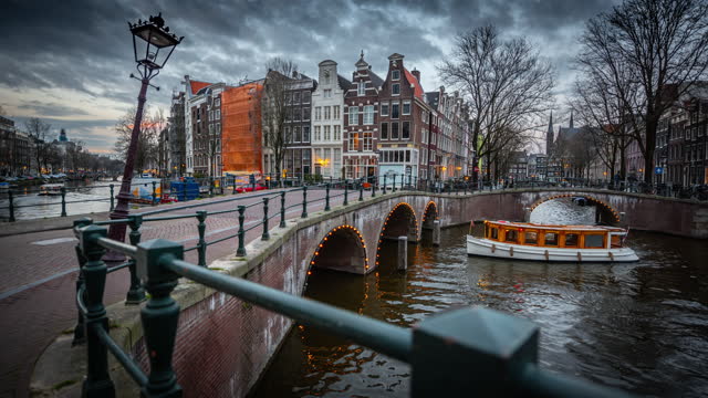 Amsterdam, Keizersgracht Canal at dusk