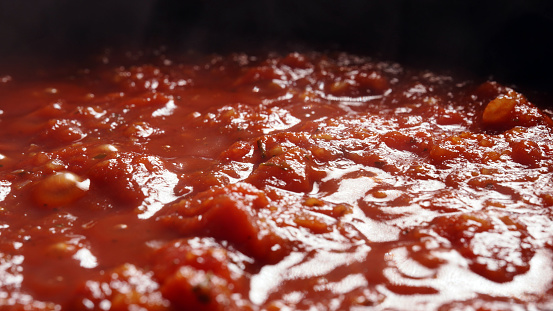Making of ketchup or tomato sauce for pizza.