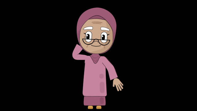 Old Woman Grandmother Awkward Animation Character Talking Head Loop Alpha Cartoon Avatar