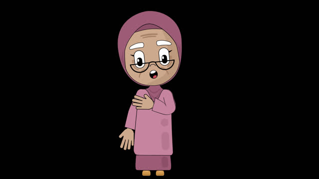 Old Woman Grandmother Waiting Animation Character Talking Head Loop Alpha Cartoon Avatar
