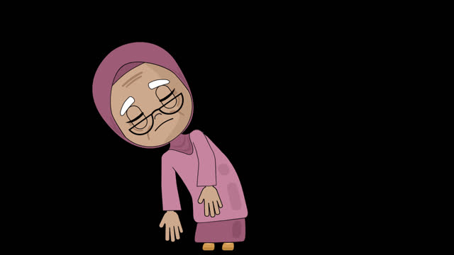 Old Woman Grandmother Tired Animation Character Talking Head Loop Alpha Cartoon Avatar