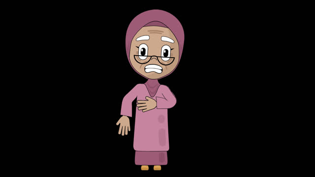 Old Woman Grandmother Shocked Animation Character Talking Head Loop Alpha Cartoon Avatar