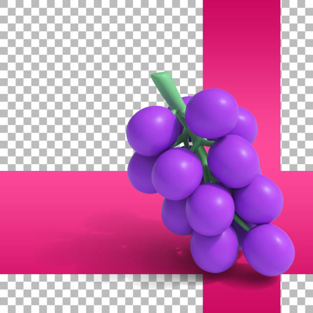 istock Purple grapes bunch isolated on transparent. 1486786963