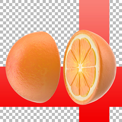 Sliced fresh orange fruit isolated.