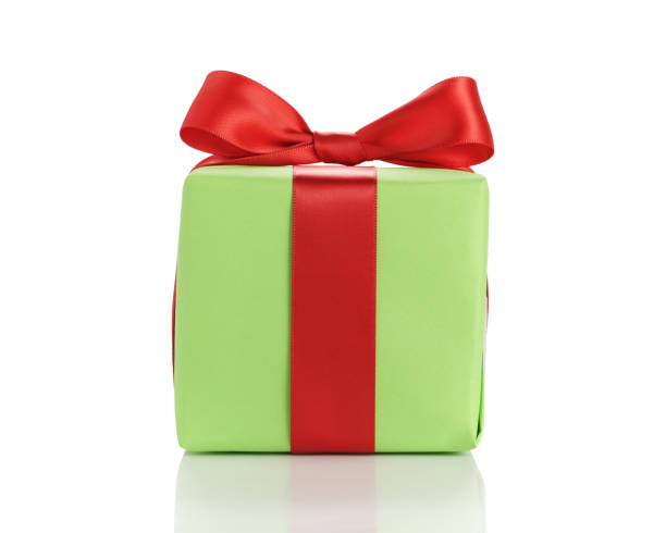 istock small green gift box with red ribbon bow isolated on white 1486788617