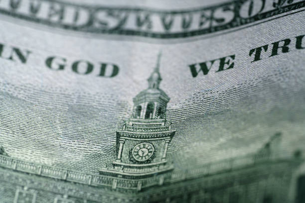 macro photo of hundred dollar bill, very shallow focus