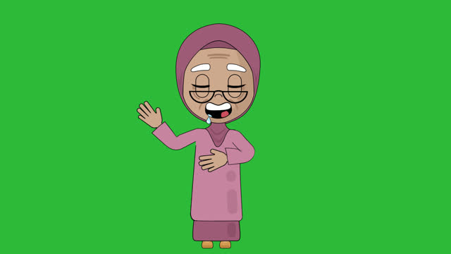 Old Woman Grandmother Hungry Animation Character Talking Head Loop Alpha Cartoon Avatar