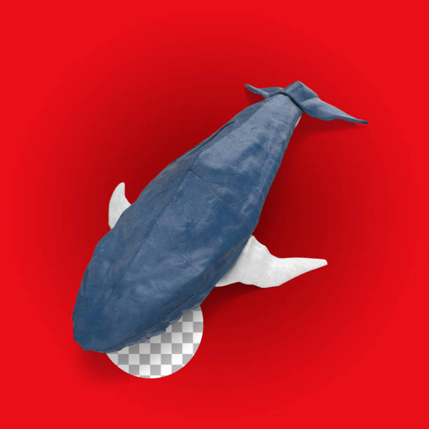 istock Grey whale paper craft for ocean concept. 1486792646