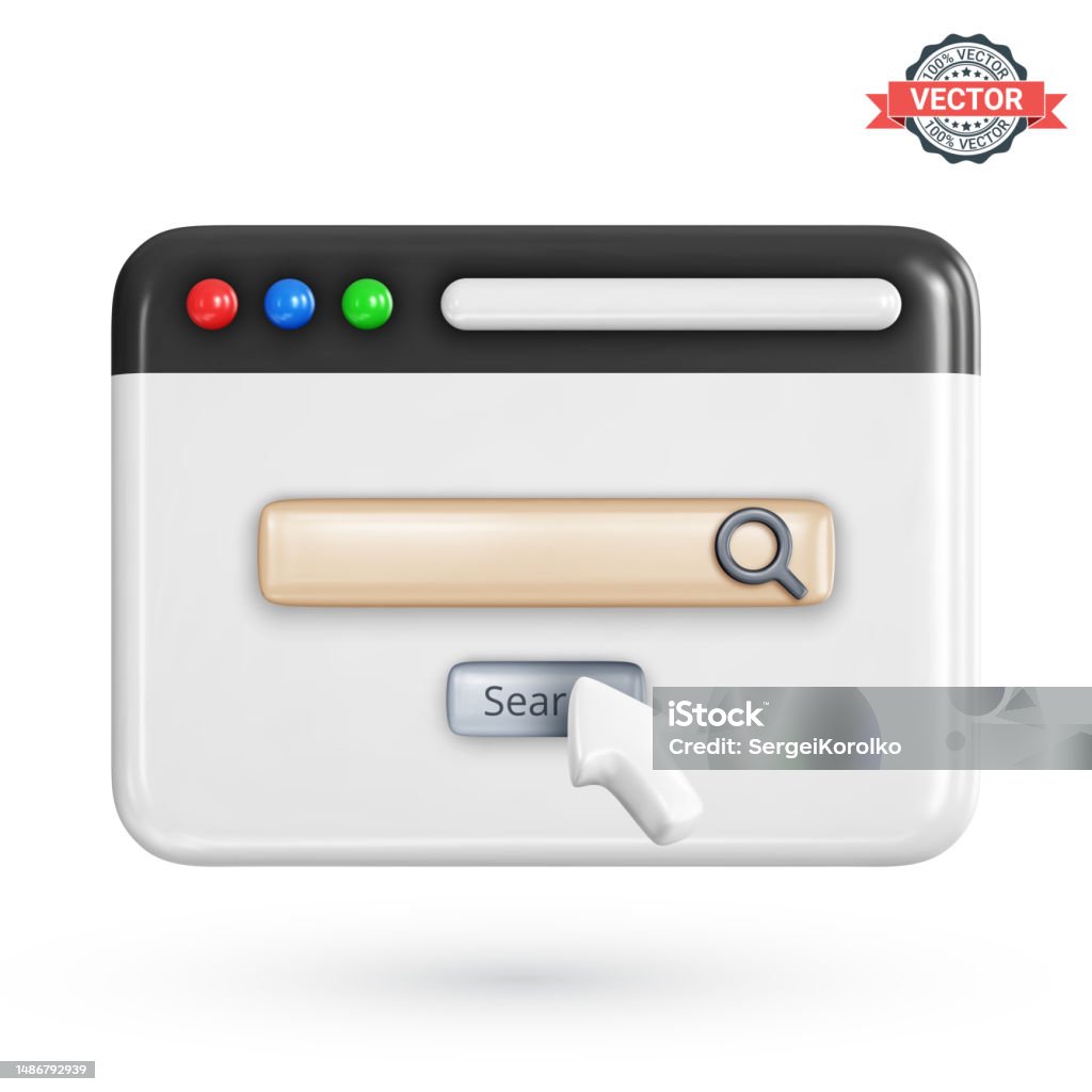Browser Buttons Graphics Web Browser Window With Search Bar Mouse Pointer And Search Button Web ...
