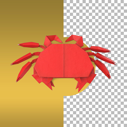 Summer assets element with red crab paper craft.