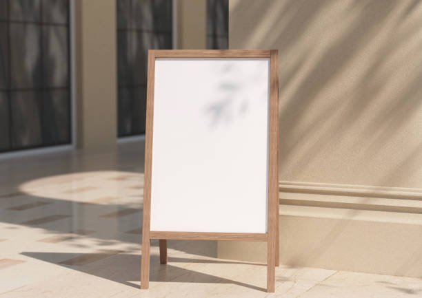 istock Wedding white Board, welcome sign, Seating chart Mockup , outdoors. Greeting template with clipping path. 3D rendering 1486793114