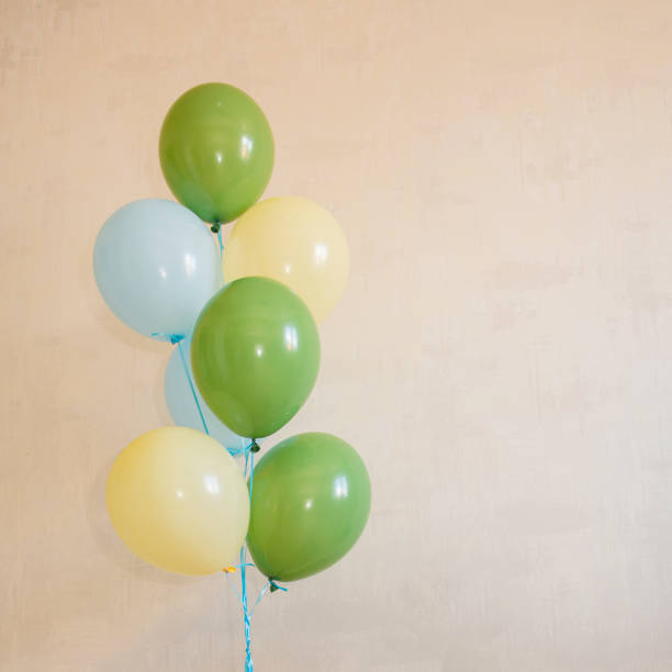 istock Air balloons multicolred on color background 1486794750