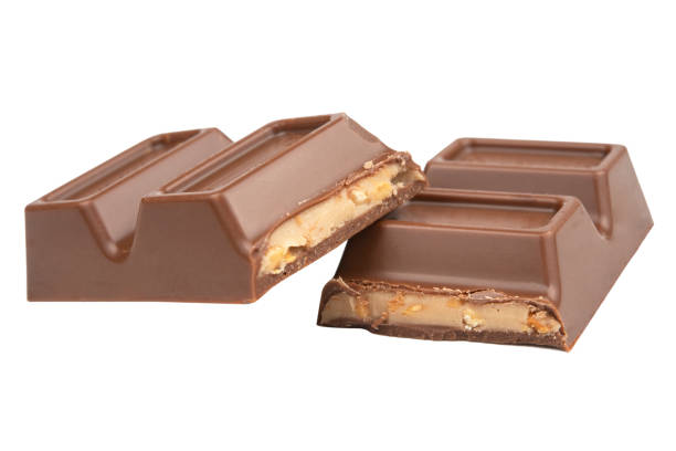 istock Chocolate bar blocks pieces isolated on the white. clipping path 1486794805