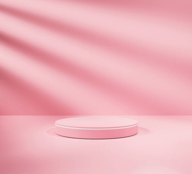 istock empty podium with spotlights and shadows for products and design, minimalistic background with spotlights 1486794951