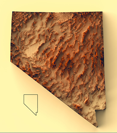 Shaded relief map of Nevada