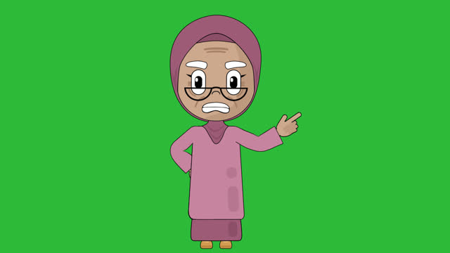 Old Woman Grandmother Angry Animation Character Talking Head Loop Alpha Cartoon Avatar