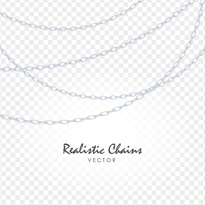 Platinum chain on transparent background. Realistic isolated platinum vector jewelry chain set. Luxury stripe vector design
