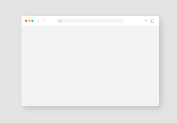illustrazioni stock, clip art, cartoni animati e icone di tendenza di design moderno della finestra del browser isolato su sfondo grigio scuro. modello di schermata della finestra web. concetto di pagina vuota internet con ombra. illustrazione vettoriale - browser internet web page window