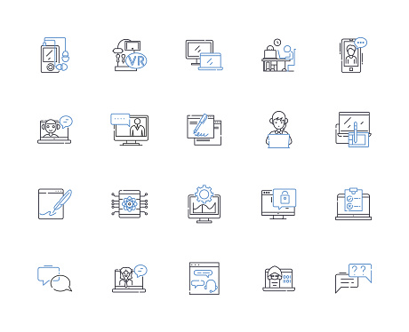 Subscriber outline icons collection. Follower, Supporter, Benefactor, Devotee, Admirer, Sponsor, Advocate vector and illustration concept set. Backer,Collaborator linear signs and symbols
