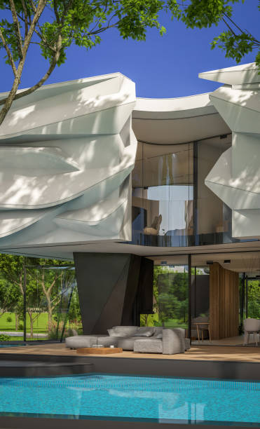 istock 3d rendering of modern house with bionic natural curves plastic forms 1486806023
