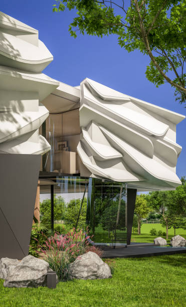 istock 3d rendering of modern house with bionic natural curves plastic forms 1486806040
