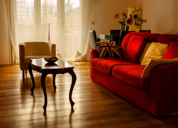 istock interior of a living room with a red sofa 1486808293